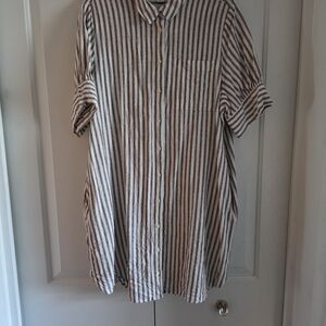 Old Navy Brown and White Striped Mini Dress